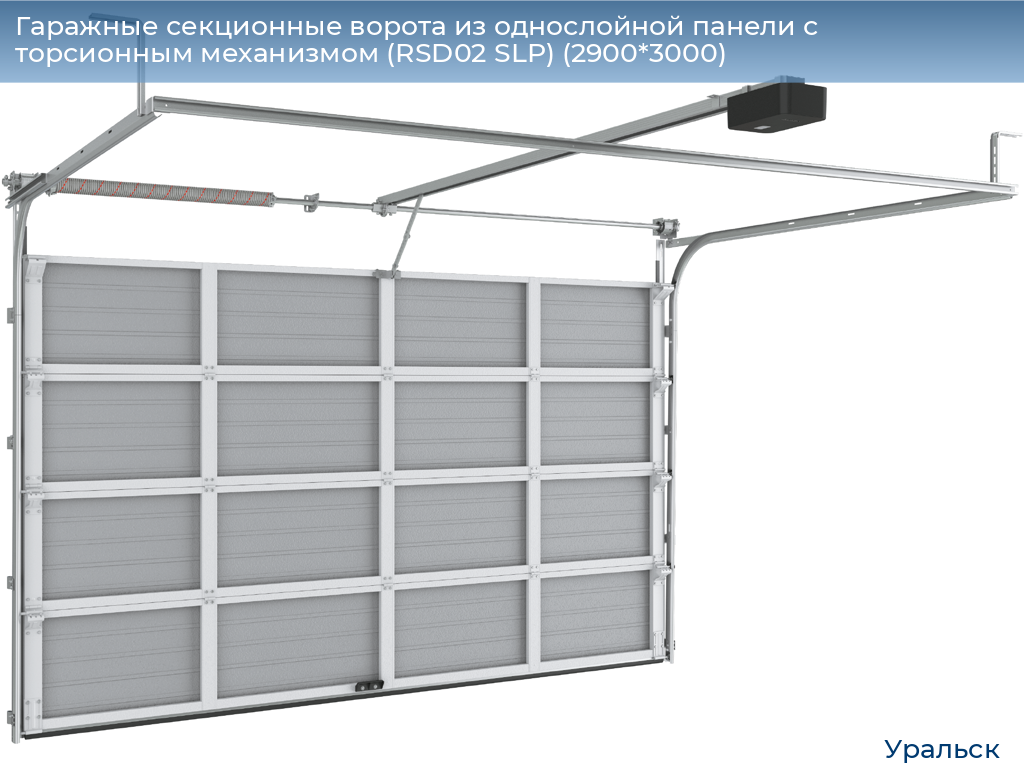 Гаражные секционные ворота из однослойной панели с торсионным механизмом (RSD02 SLP) (2900*3000), uralsk.doorhan.ru