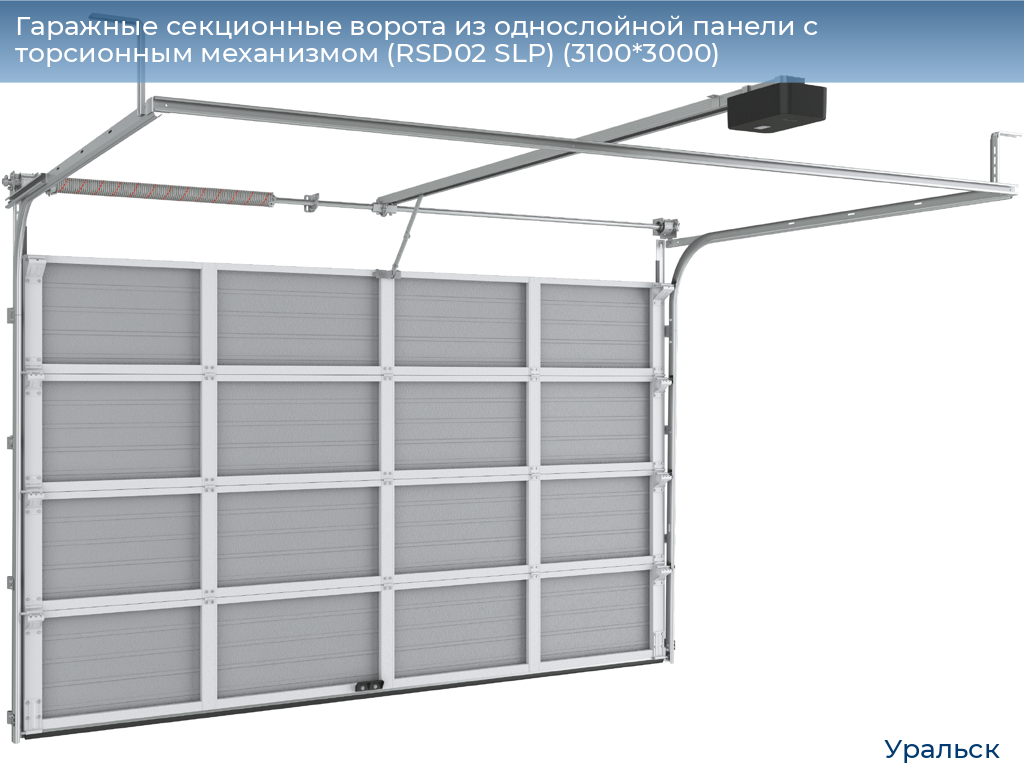 Гаражные секционные ворота из однослойной панели с торсионным механизмом (RSD02 SLP) (3100*3000), uralsk.doorhan.ru