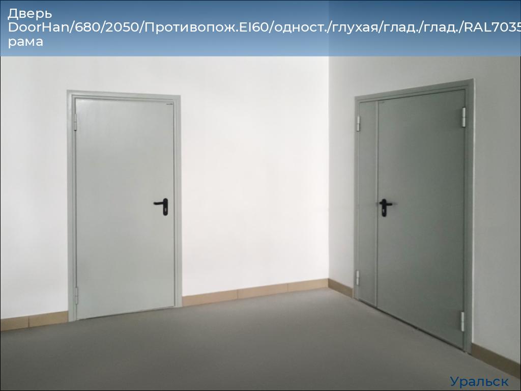 Дверь DoorHan/680/2050/Противопож.EI60/одност./глухая/глад./глад./RAL7035/лев./угл. рама, uralsk.doorhan.ru